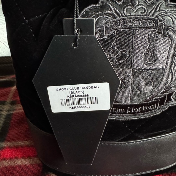 New Killstar Black Ghost Club Quilted Velvet Bag - Picture 7 of 11